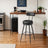 Set of 2 Bar Height Stools - 360° Swivel with Back - Synthetic Leather - Ink Black