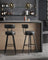 Bar Stools Set of 2 - Synthetic Leather - Ink Black - 360° Swivel