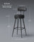 Bar Stools Set of 2 - Synthetic Leather - Ink Black - 360° Swivel