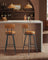 Bar Stools - 360° Swivel, Set of 2 - Synthetic Leather - Caramel Brown