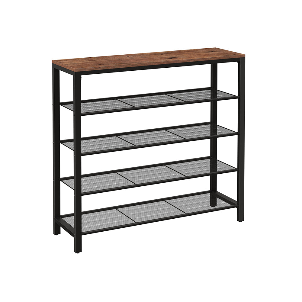 Shoe Rack - Steel - Hazelnut Brown - 4 Mesh Shelves with Large Surface for Bags