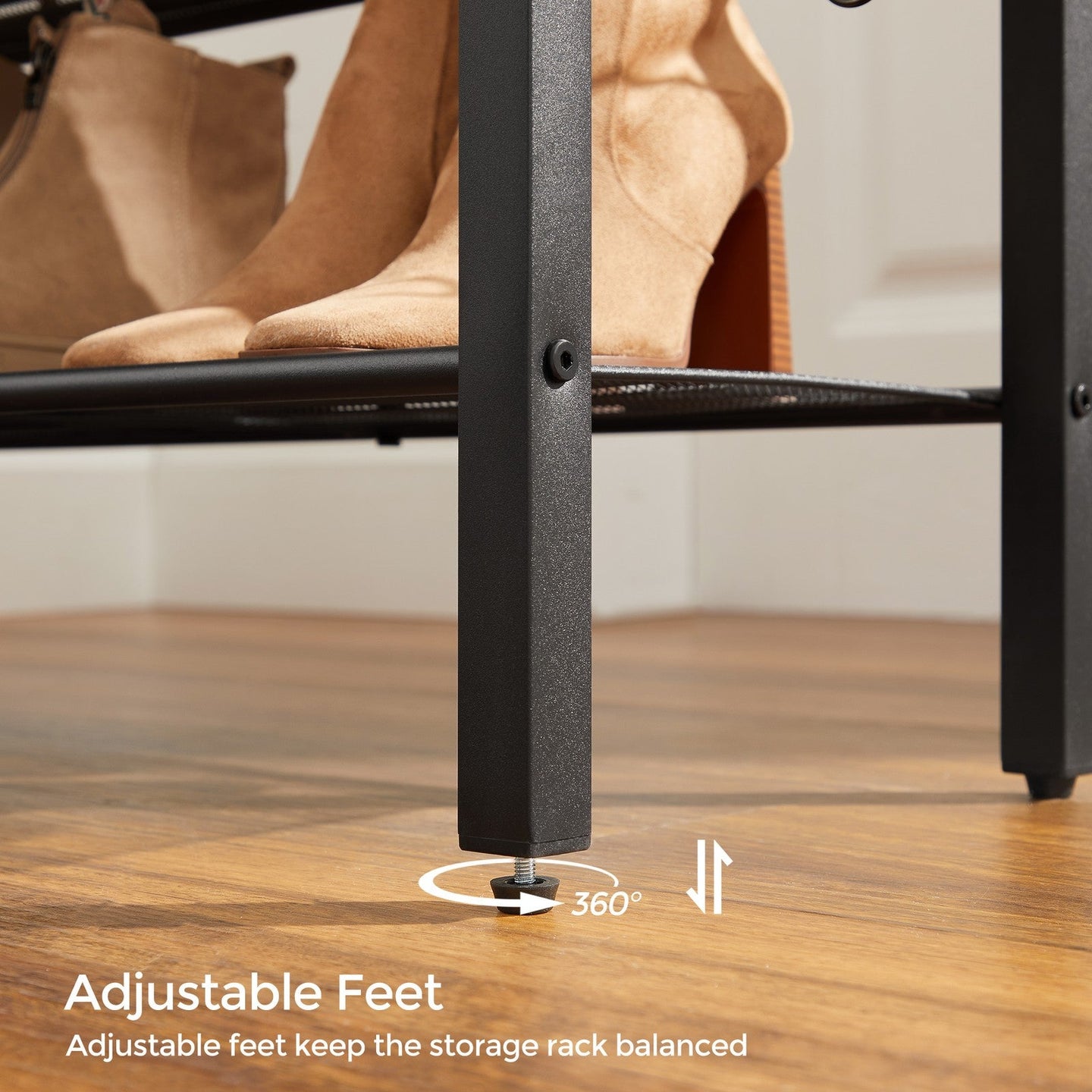Shoe Rack - Holds Up to 14 Pairs - Wood - Rustic Brown and Black