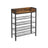 Shoe Rack - Metal - Rustic Brown and Black - 4 Mesh Shelves with Raised Edge and Hooks