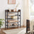 Shoe Rack - Metal - Rustic Brown and Black - 4 Mesh Shelves with Raised Edge and Hooks