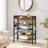 Shoe Rack - Metal - Rustic Brown and Black - 4 Mesh Shelves with Raised Edge and Hooks