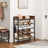 Shoe Rack - Metal - Rustic Brown and Black - 4 Mesh Shelves with Raised Edge and Hooks