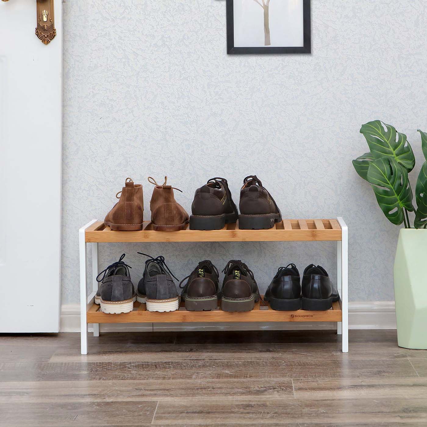 2-Tier Rack - Bamboo - Natural Finish - Versatile Storage Shelf