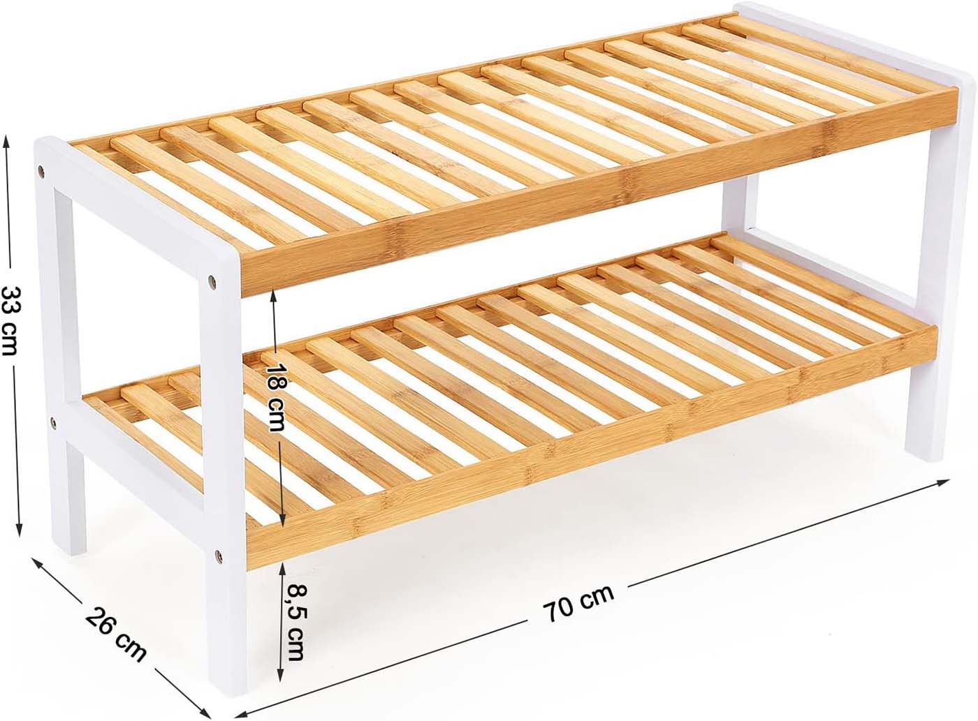 2-Tier Rack - Bamboo - Natural Finish - Versatile Storage Shelf