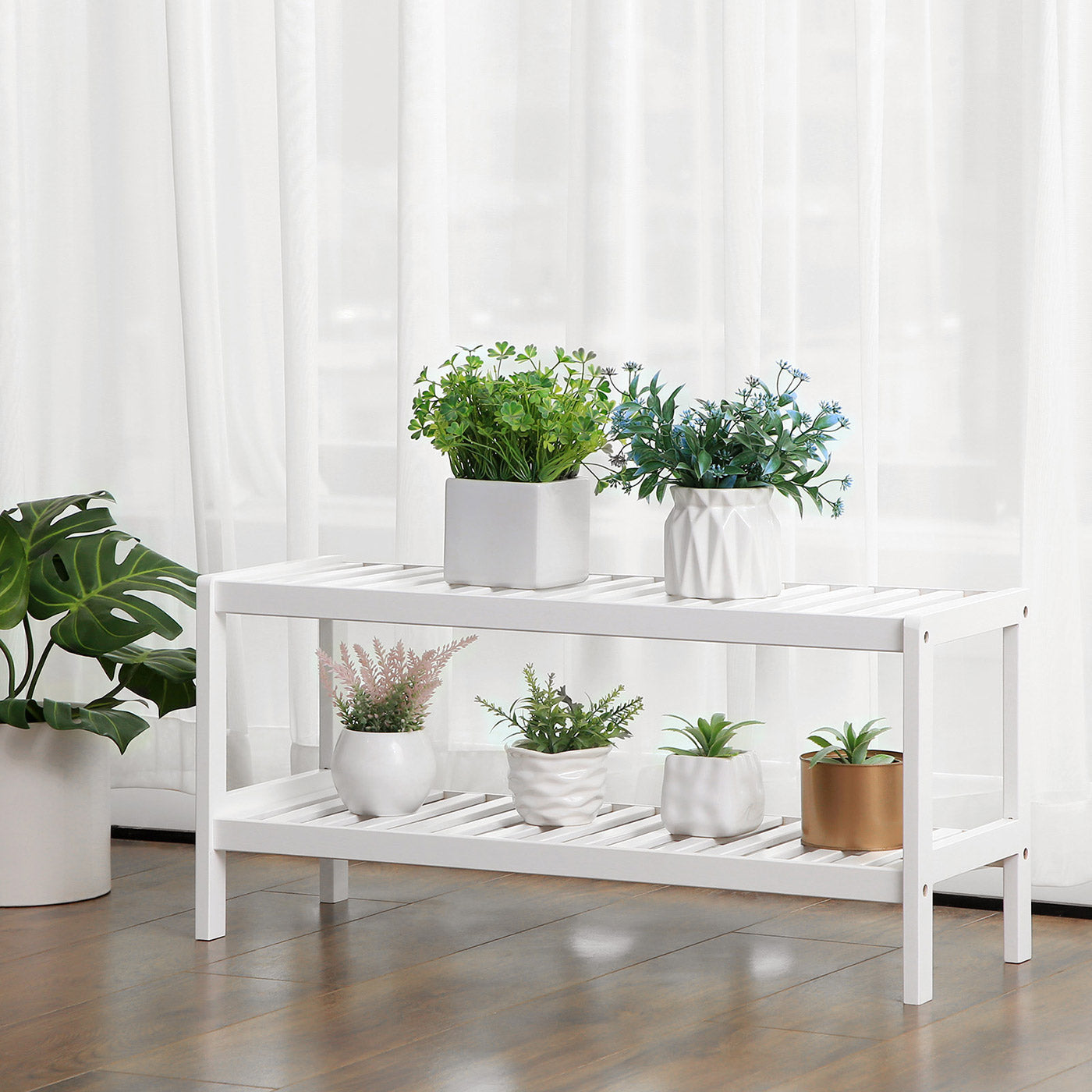 2-Tier Shoe Rack - Bamboo - Natural - Space-Saving Storage Solution