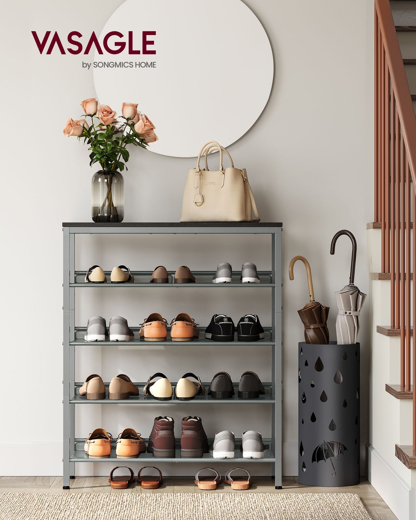 5-Tier Shoe Rack - Steel - Charcoal Grey