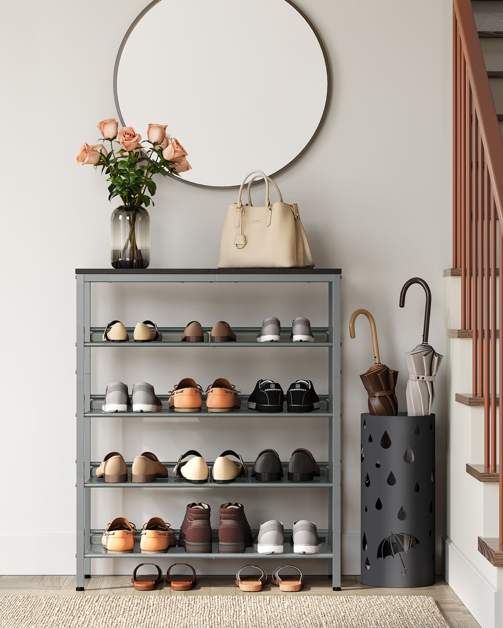 5-Tier Shoe Rack - Steel - Charcoal Grey