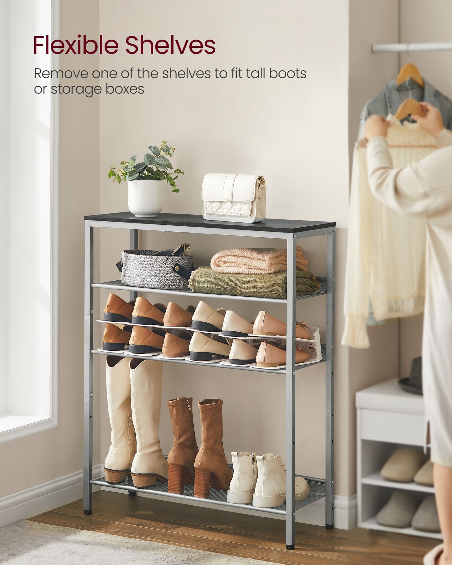 5-Tier Shoe Rack - Steel - Charcoal Grey