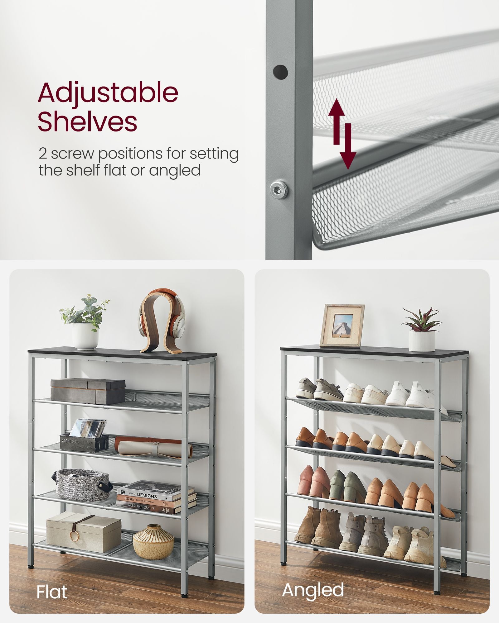 5-Tier Shoe Rack - Steel - Charcoal Grey