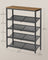 5-Tier Shoe Rack - Steel - Honey Brown - High Storage with Mesh Shelves and Large Top for Bags