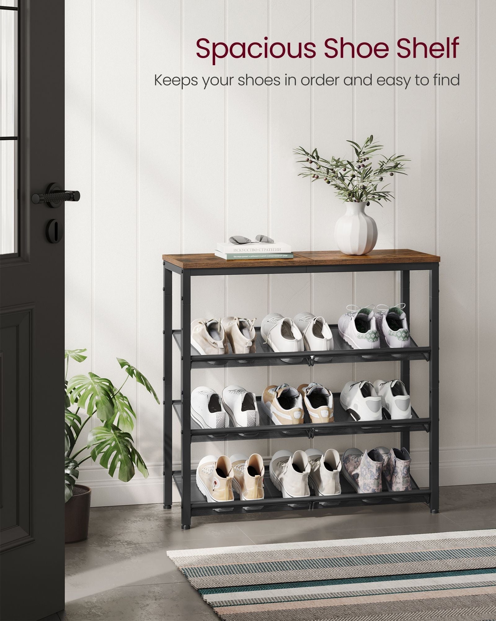 4-Tier Metal Shoe Rack - Steel - Expandable