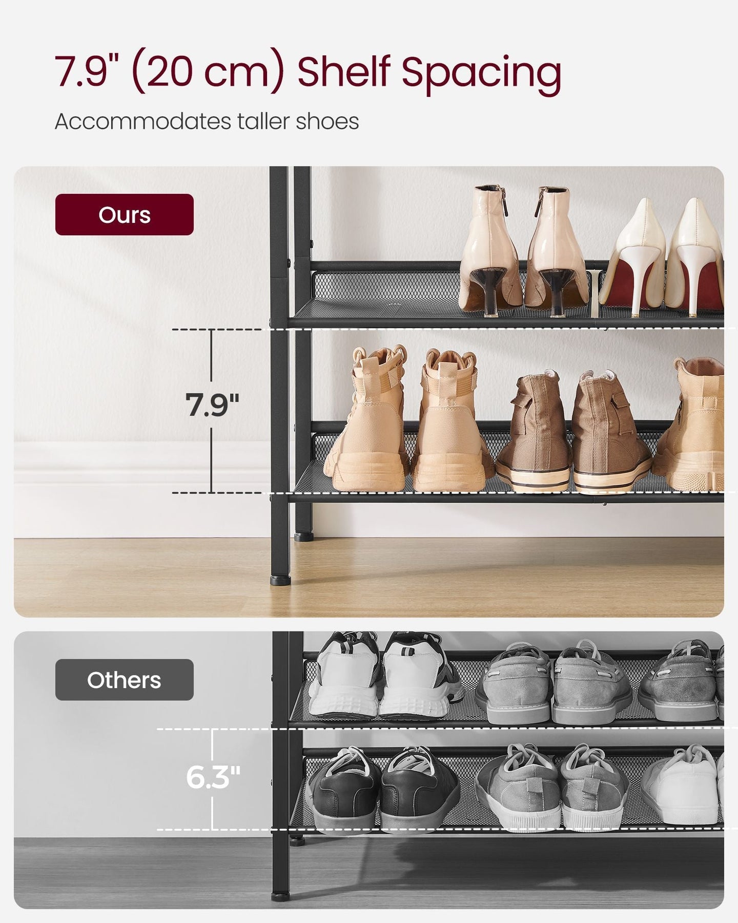 4-Tier Metal Shoe Rack - Steel - Expandable