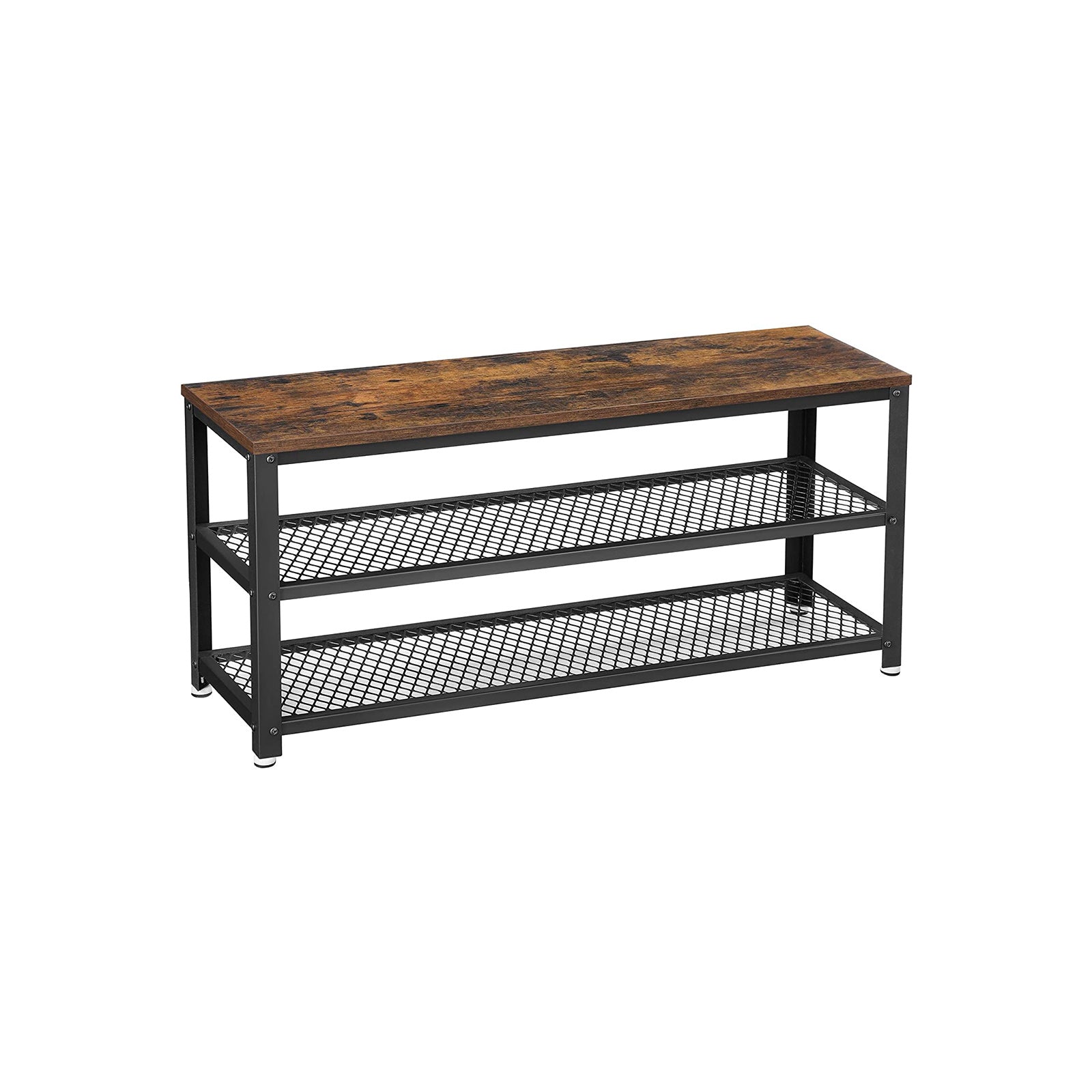Shoe Bench - Steel - Rustic Brown and Black
