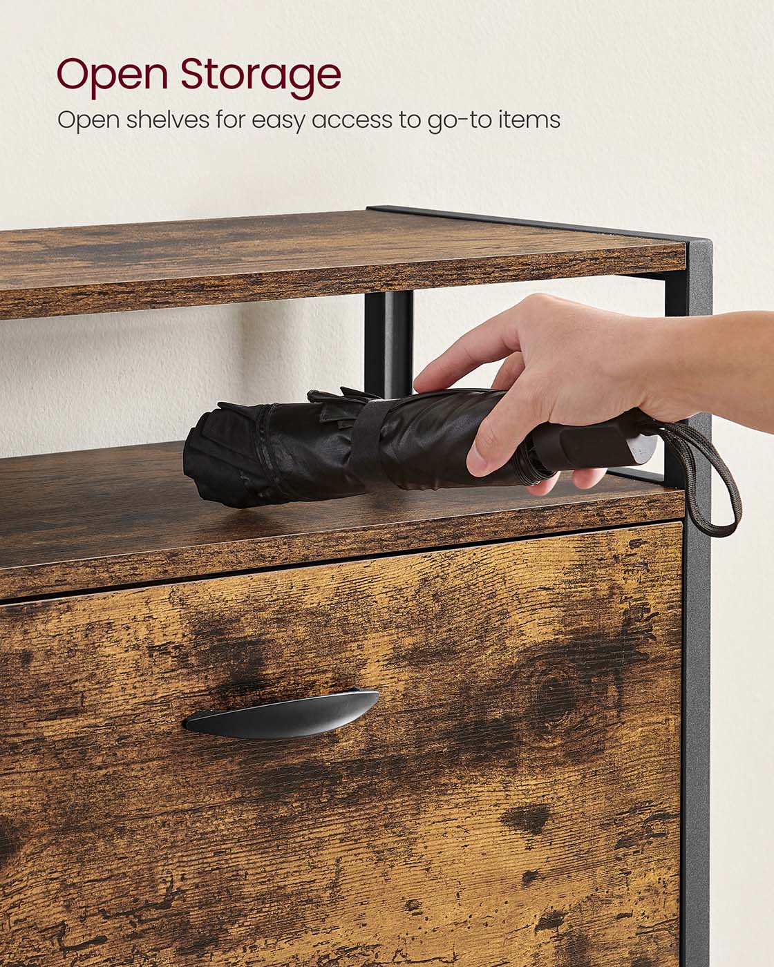Shoe Cabinet - Engineered Wood - Rustic Brown and Black