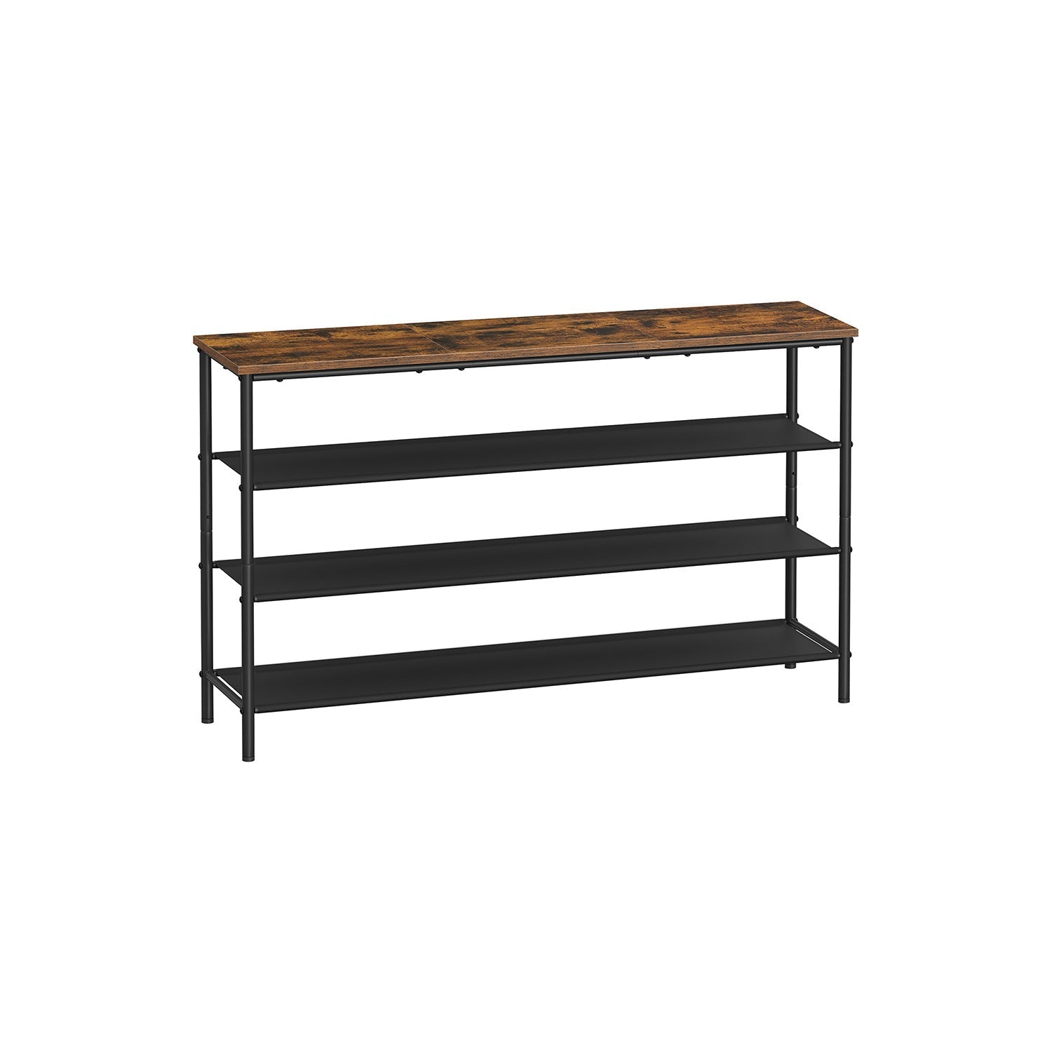 4-Tier Shoe Rack - Steel Frame with Fabric Shelves - Rustic Brown and Black - Space-Saving Shoe Storage for 15-18 Pairs