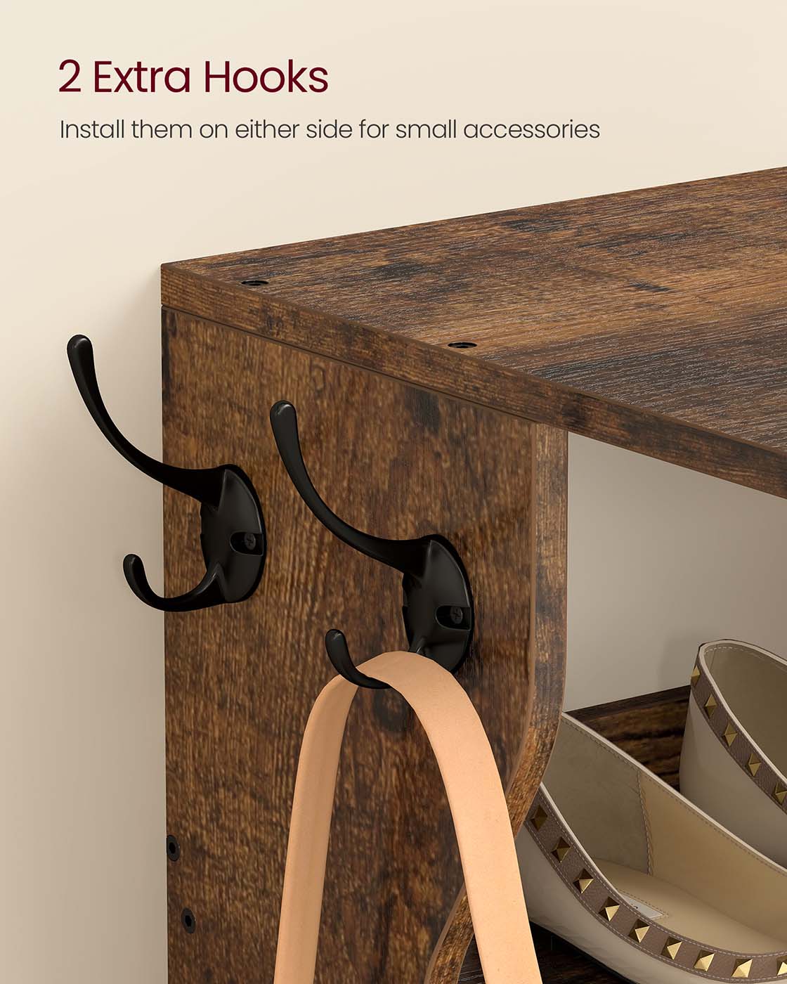 Slim Shoe Rack - Wood - Rustic Brown - 7-Tier Design for Small Spaces