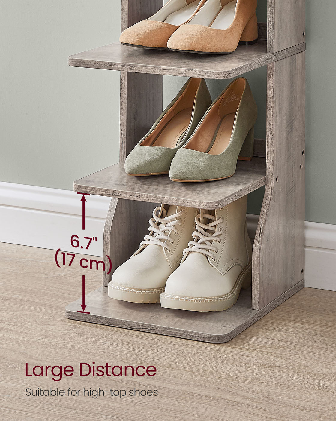 Shoe Rack - Metal - Heather Greige - 7-Tier Design for Small Spaces
