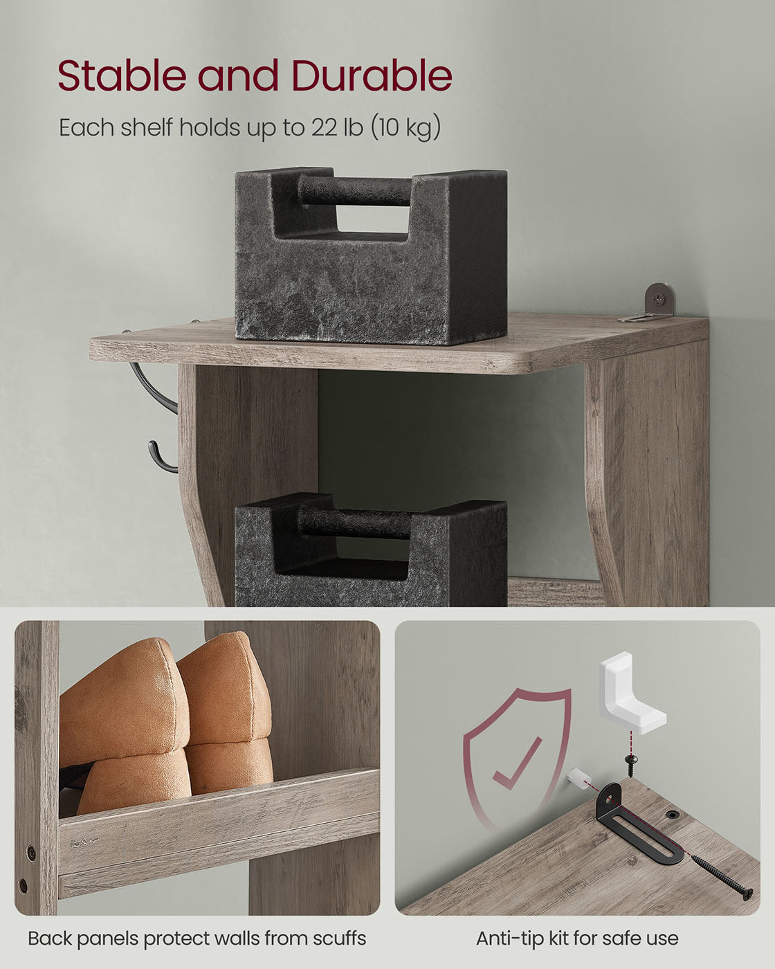 Shoe Rack - Metal - Heather Greige - 7-Tier Design for Small Spaces