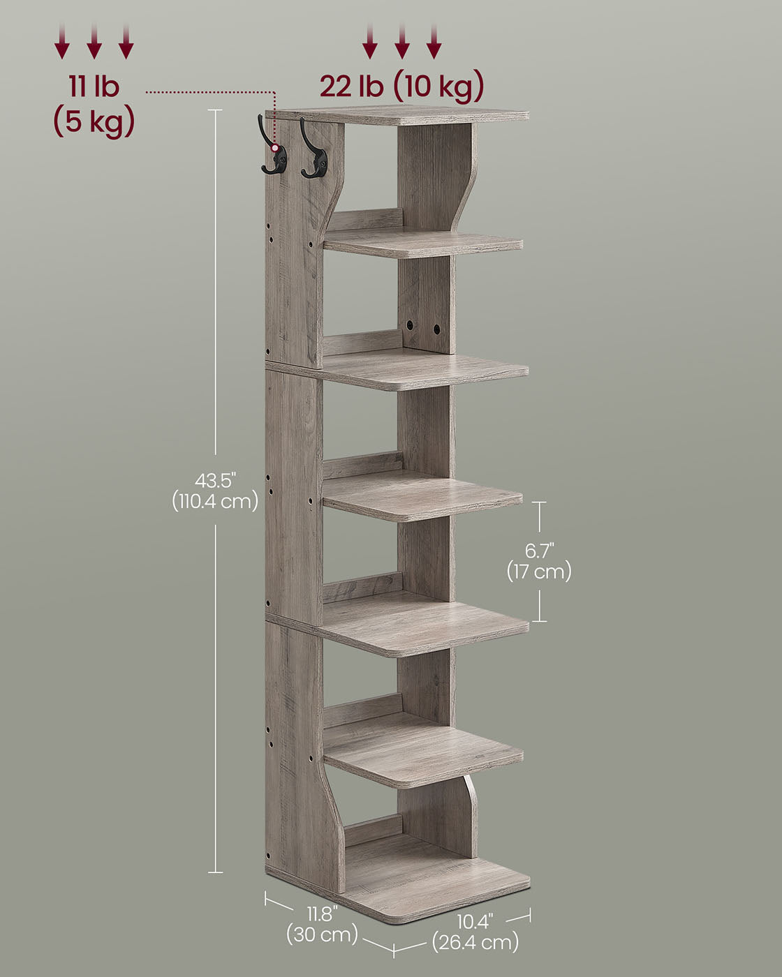 Shoe Rack - Metal - Heather Greige - 7-Tier Design for Small Spaces