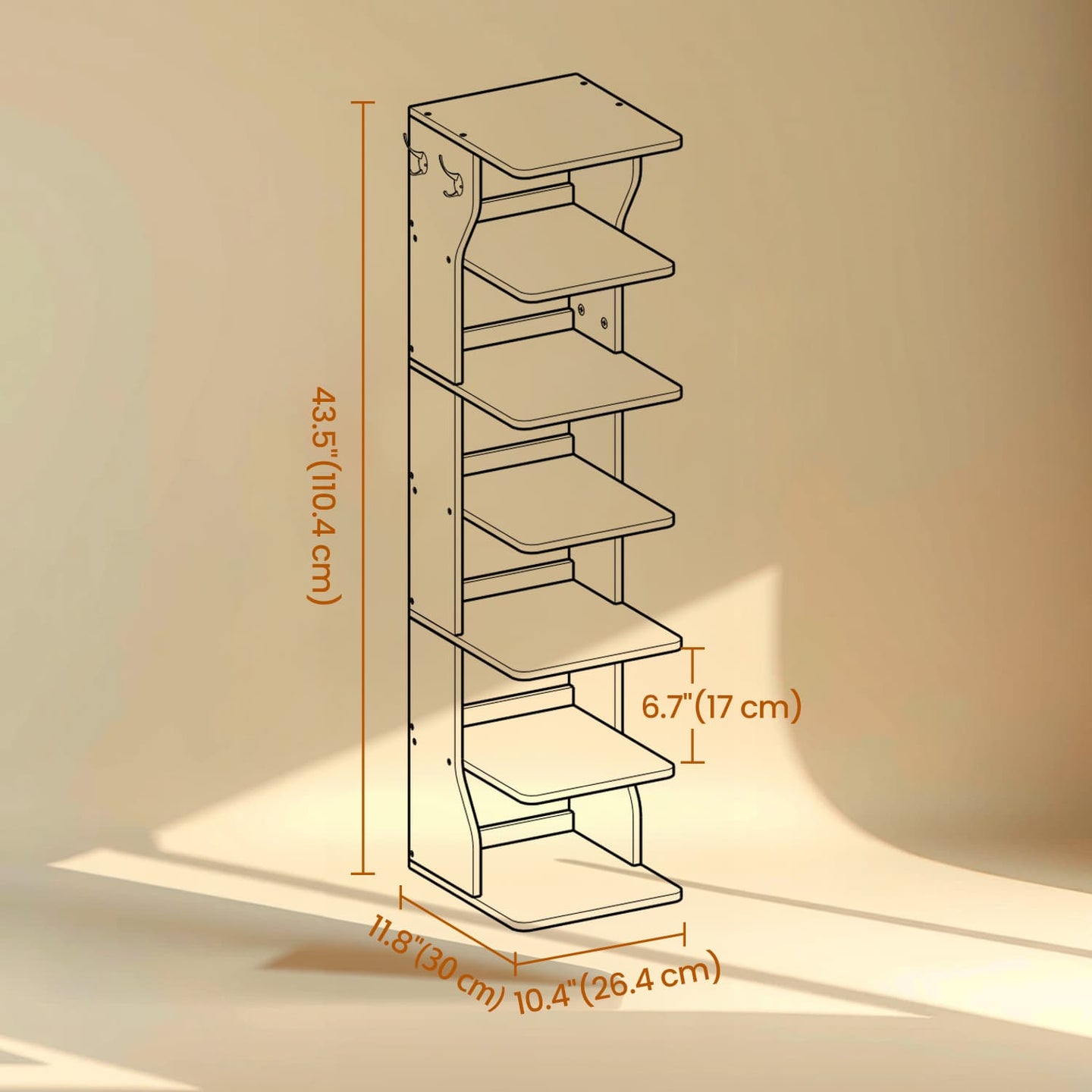 Narrow Shoe Rack - Wood - White - 6-Tier Vertical Storage for Small Spaces