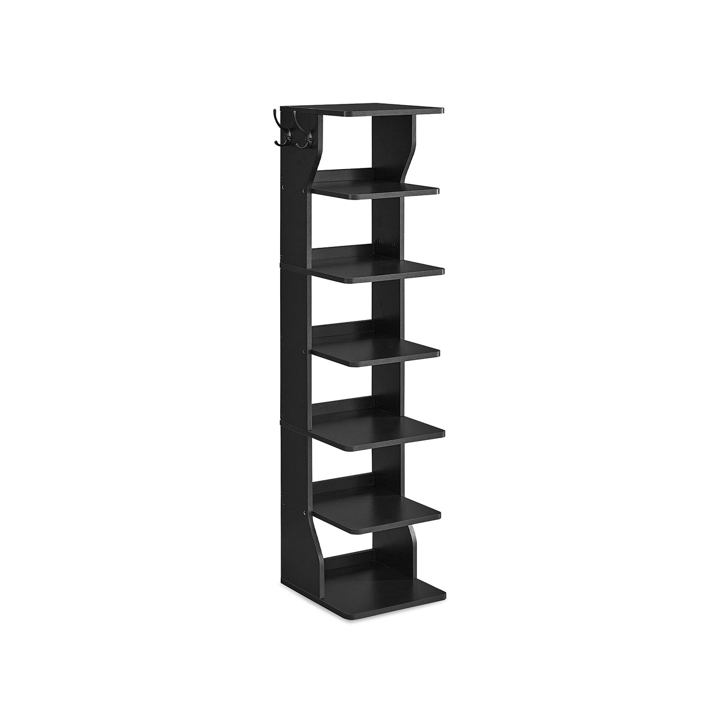 Slim Shoe Rack - Metal - Black - 6-Tier Storage for Small Spaces