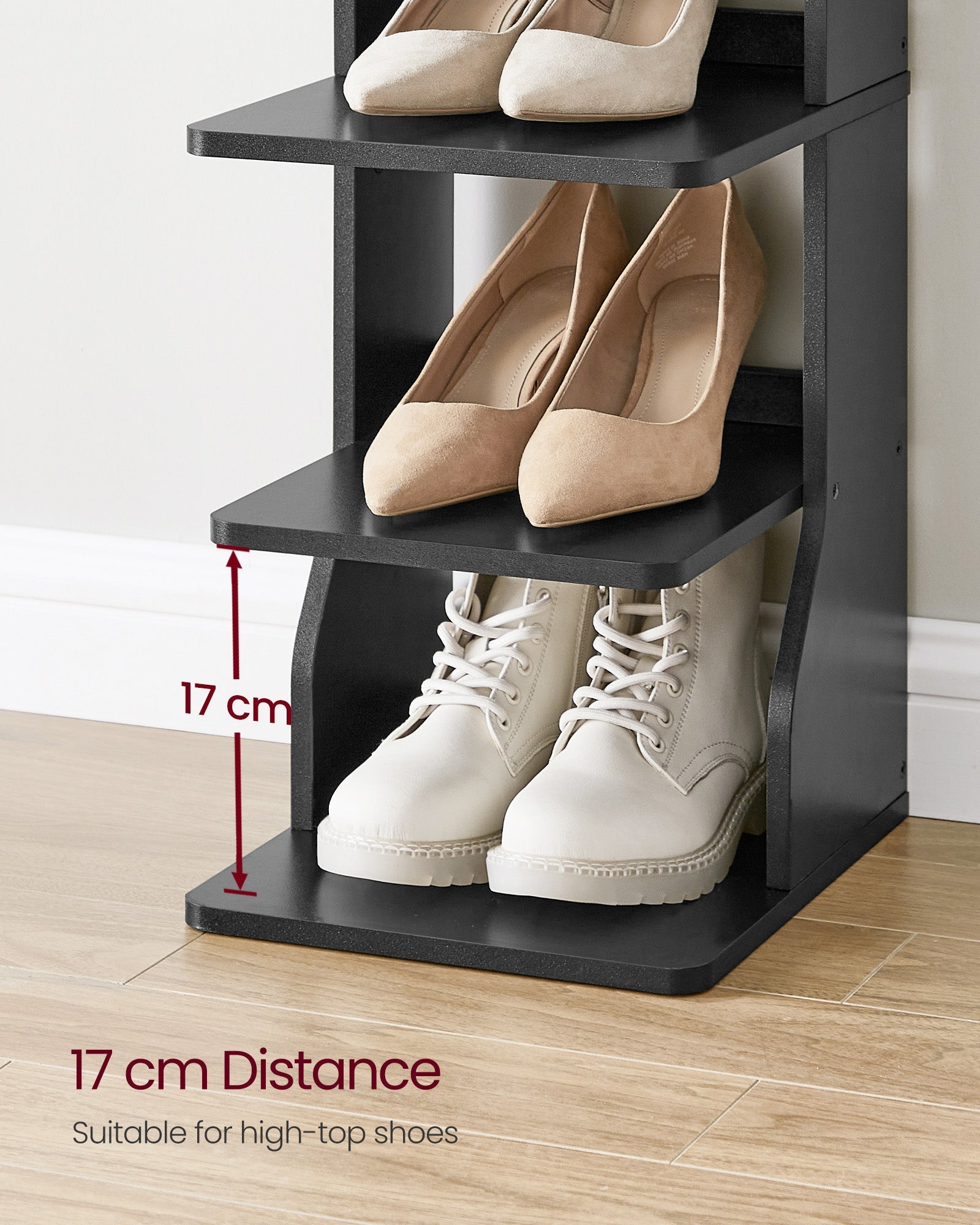 Slim Shoe Rack - Metal - Black - 6-Tier Storage for Small Spaces