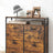 Shoe Cabinet - Wood - Rustic Brown and Black - Capable of Storing 15-18 Pairs with Open Compartment and Internal Dividers