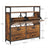 Shoe Cabinet - Wood - Rustic Brown and Black - Capable of Storing 15-18 Pairs with Open Compartment and Internal Dividers
