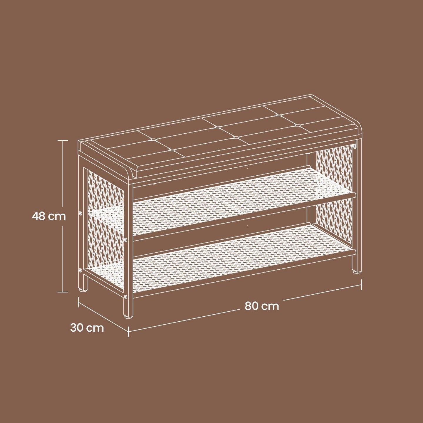 Shoe Bench - 80L - Particleboard - Padded Seat