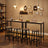 Narrow Rectangular Bar Table - Steel Frame - Greige and Black