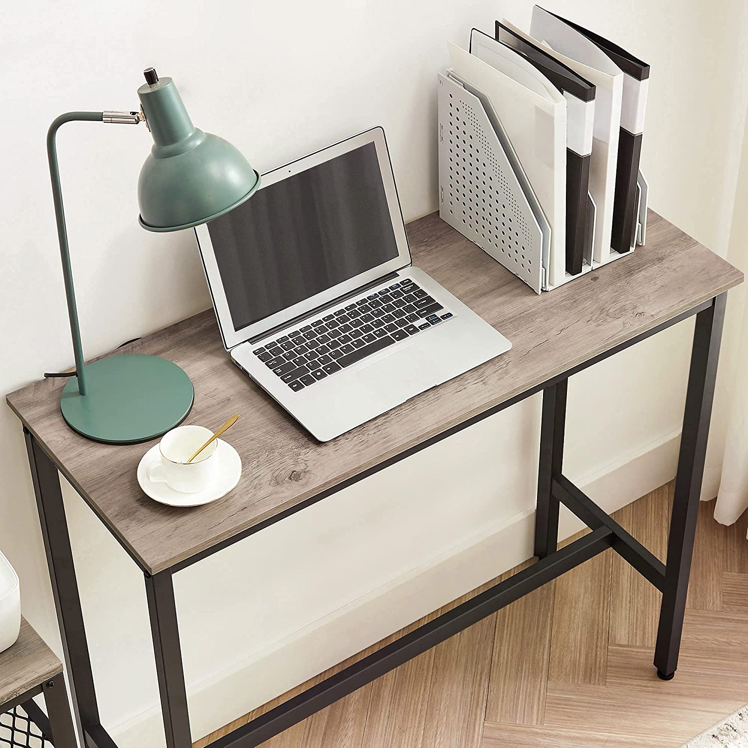 Narrow Rectangular Bar Table - Steel Frame - Greige and Black