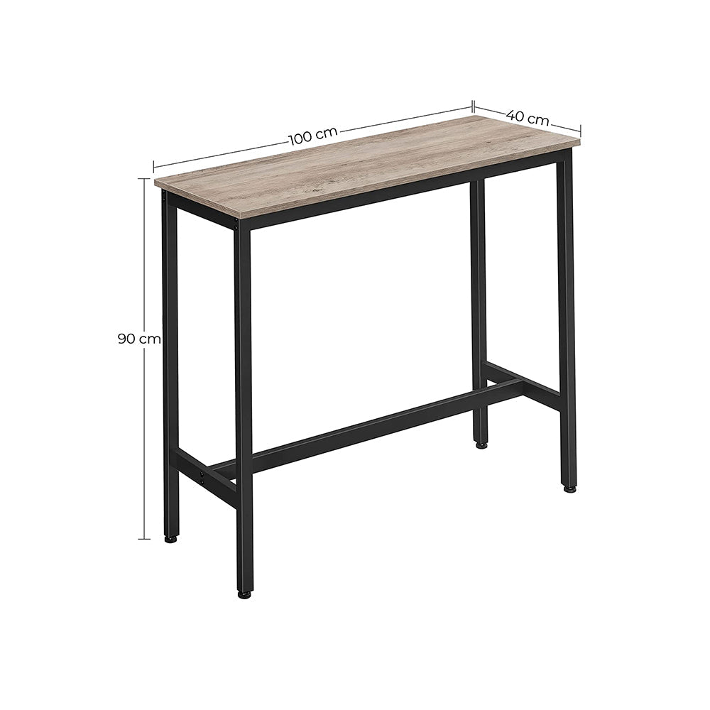 Narrow Rectangular Bar Table - Steel Frame - Greige and Black