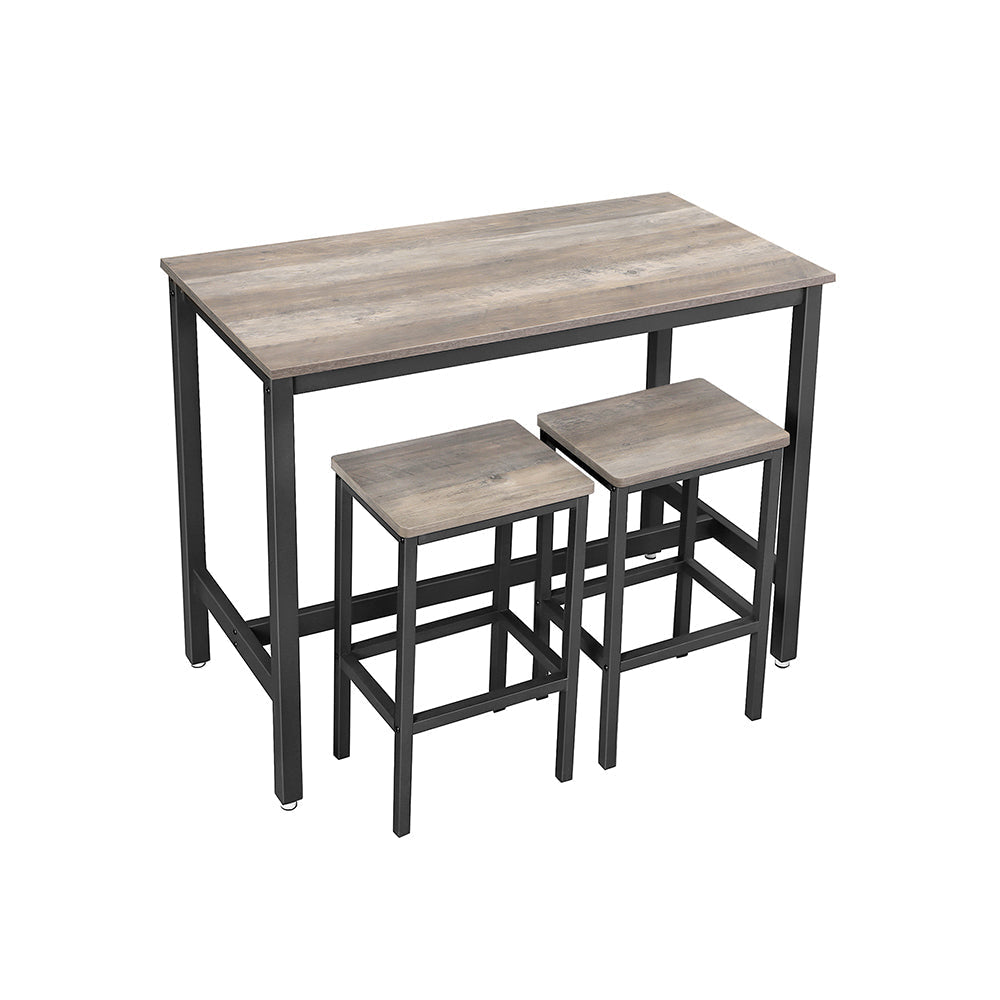 Bar Table Set - Includes 2 Bar Stools - Wood - Greige and Black