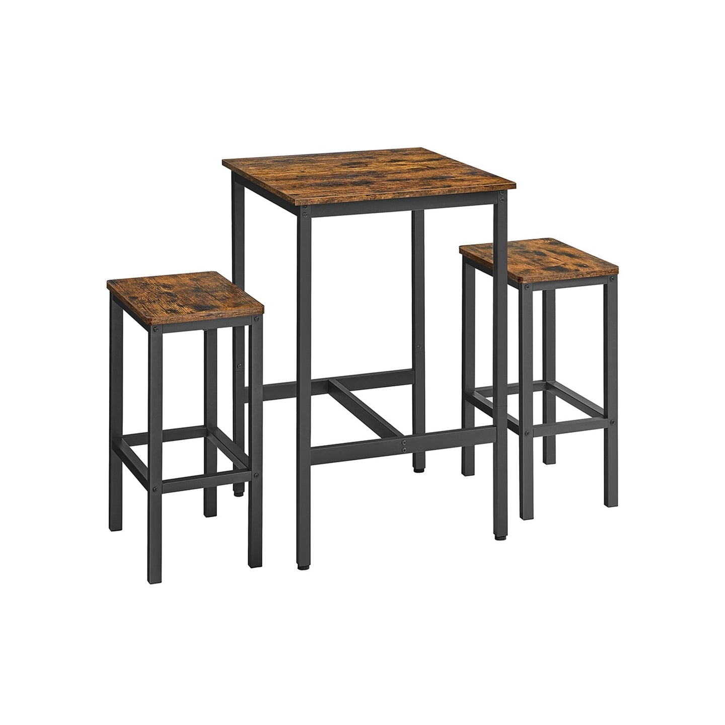 Dining Table and Chairs Set - Wood - Rustic Brown and Black