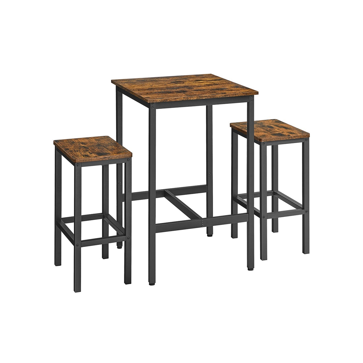 Dining Table and Chairs Set - Wood - Rustic Brown and Black