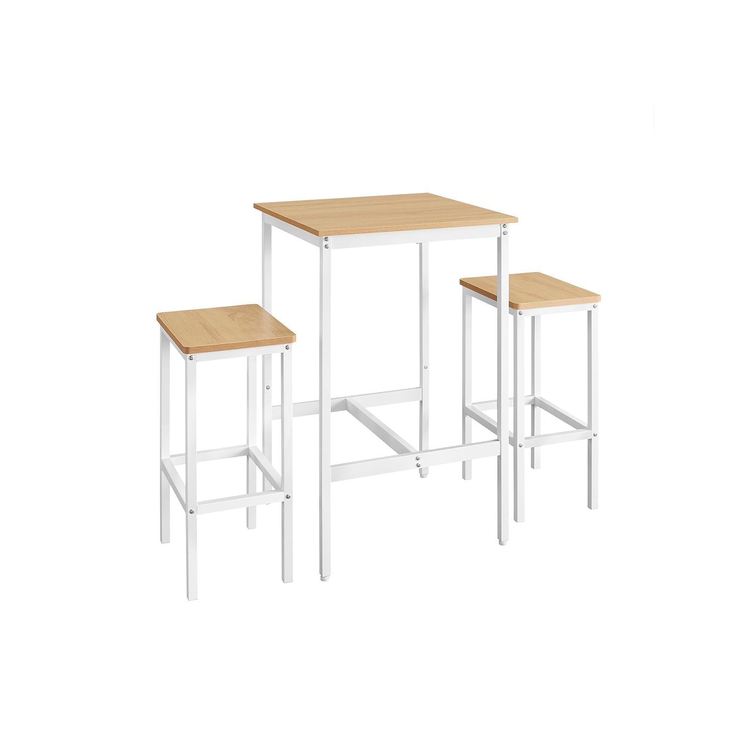 Square Bar Table Set - Includes 2 Bar Stools - Wood - Golden Oak