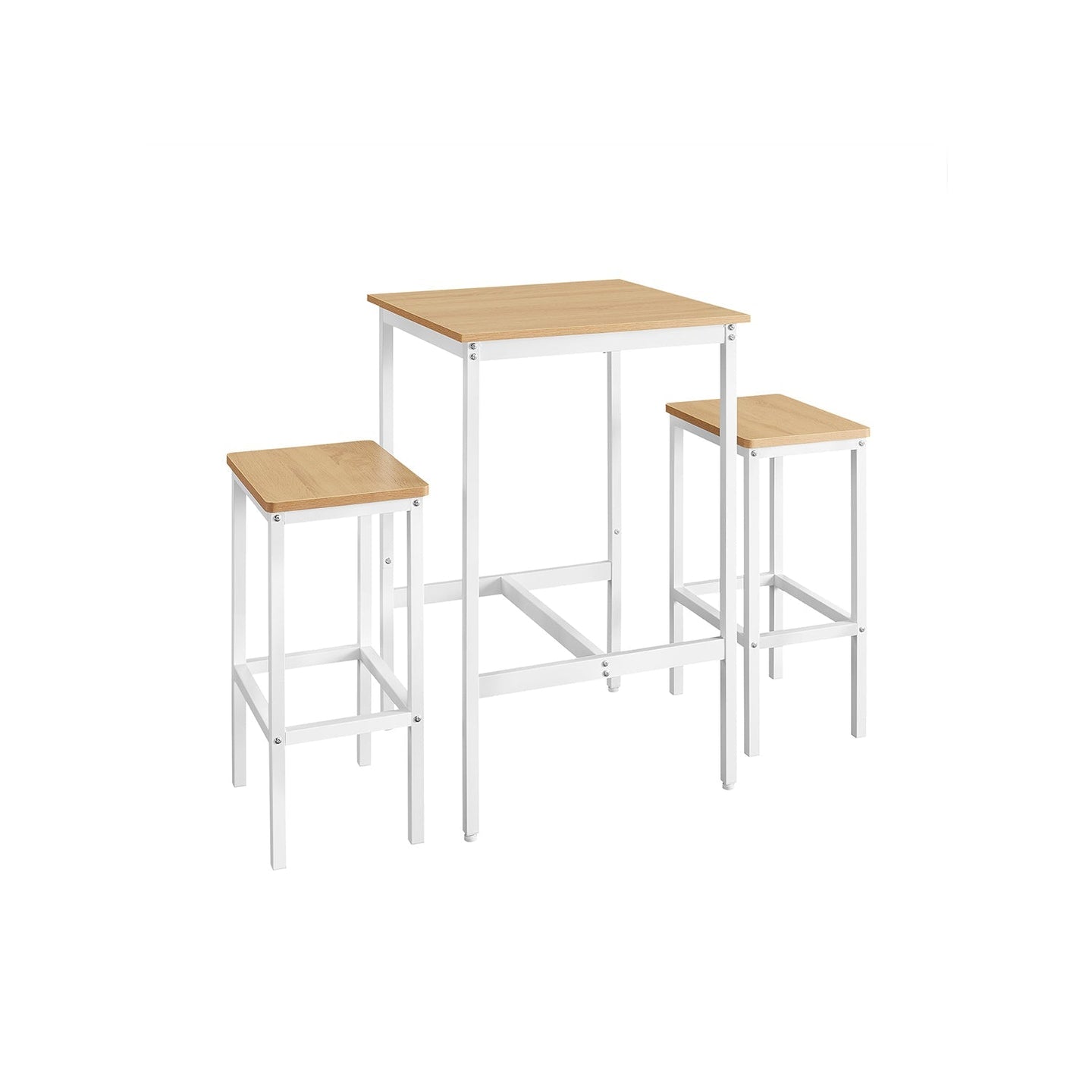 Square Bar Table Set - Includes 2 Bar Stools - Wood - Golden Oak