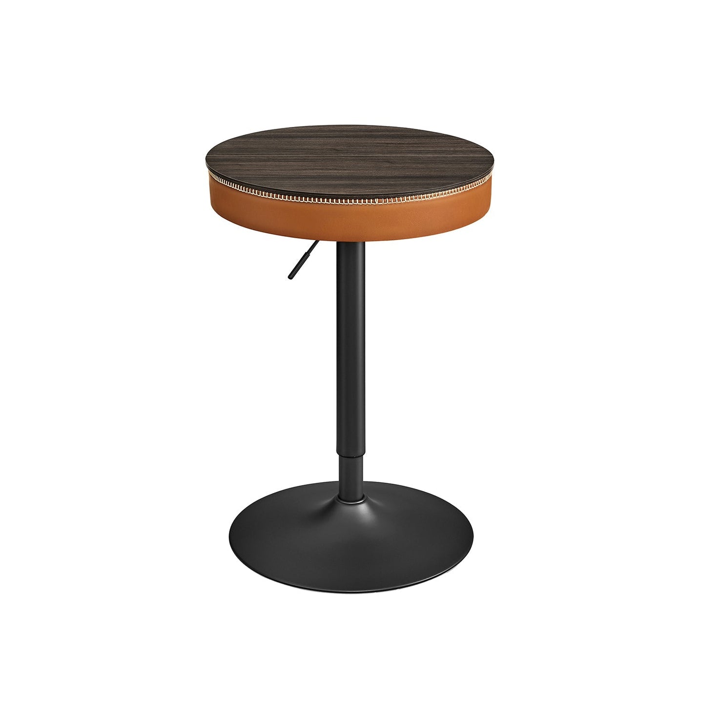Height Adjustable Bar Table - Synthetic Leather - Ash Brown