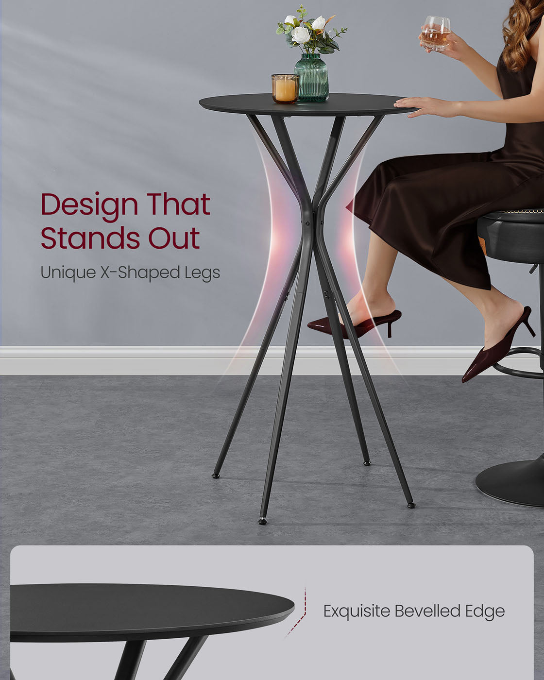 Round Cocktail Table - Metal - Ink Black