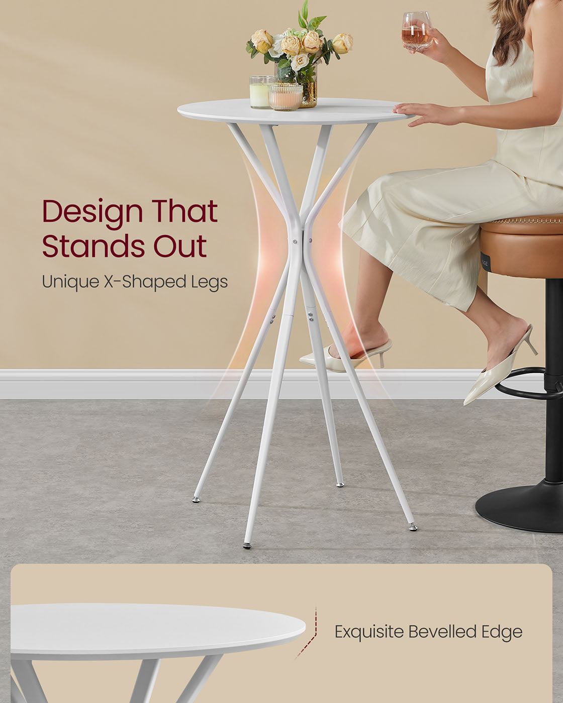 Round Cocktail Table - Metal - Cloud White