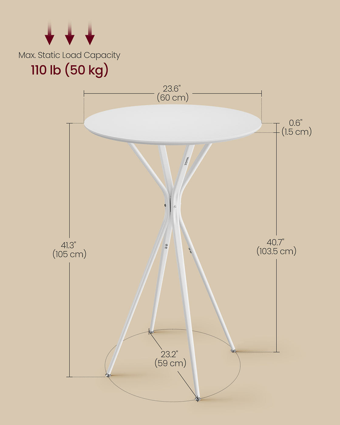Round Cocktail Table - Metal - Cloud White