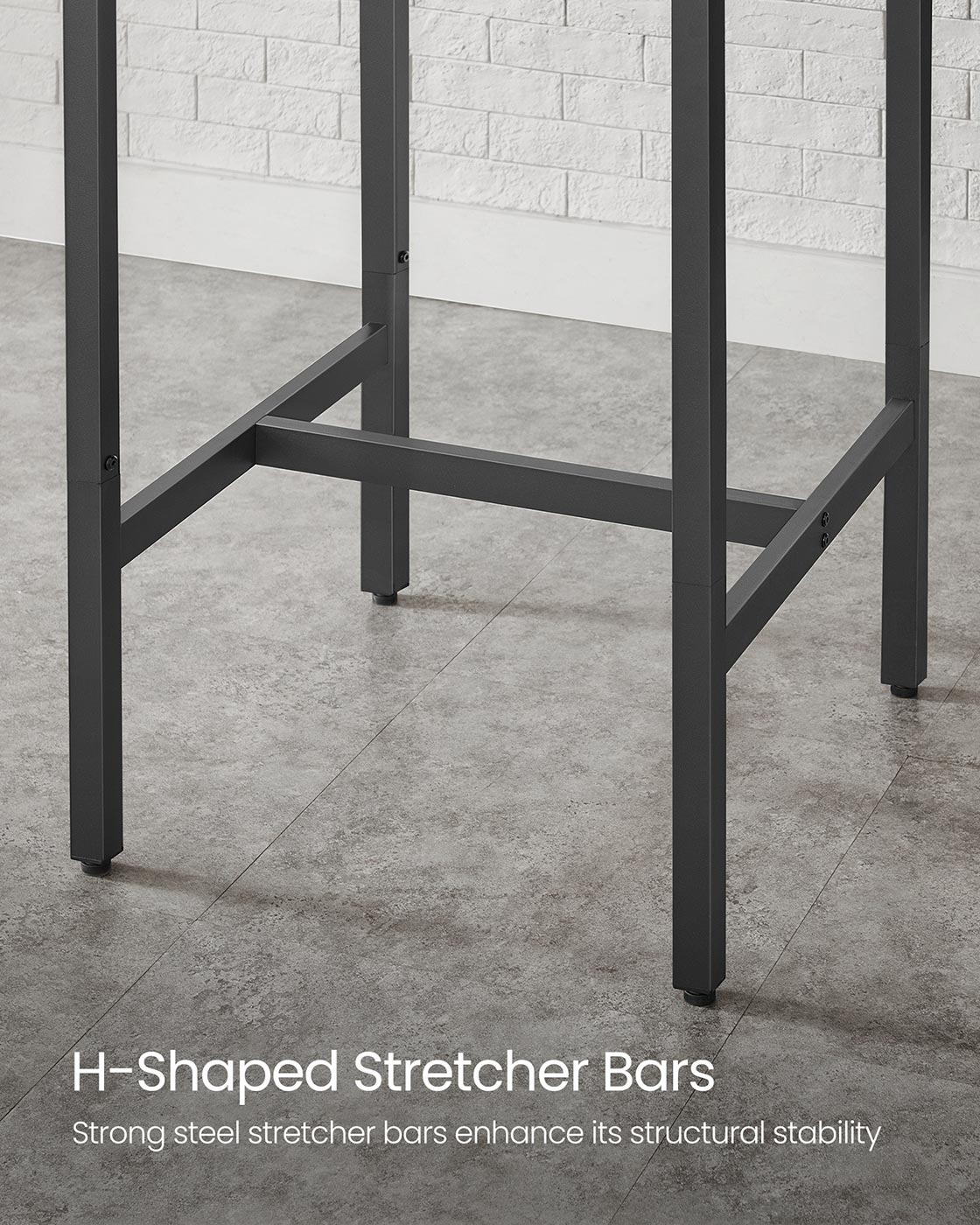 Tall Square Bar Table - Heavy-Duty Steel - Natural Wood