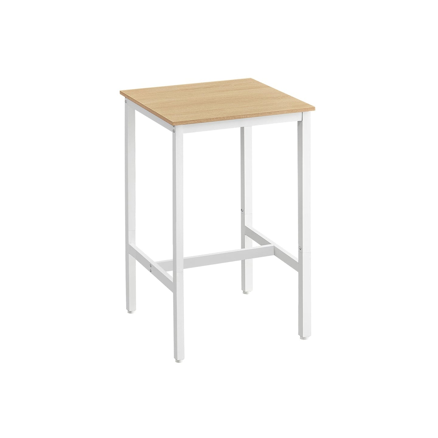 Breakfast Bar Table - Heavy-Duty Steel Frame - Oak and White - Square
