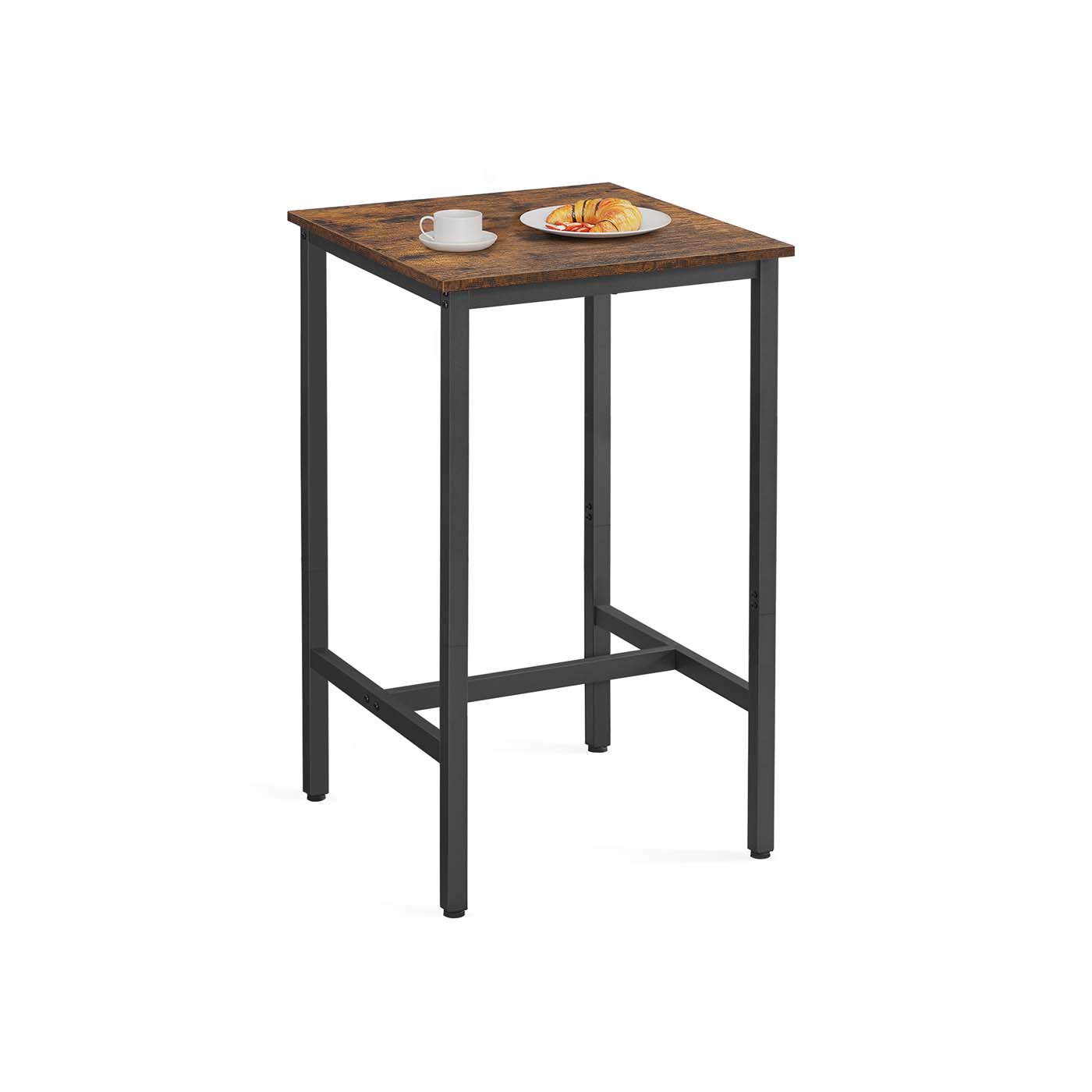 Square Tall Bar Table - Steel - Rustic Brown and Black