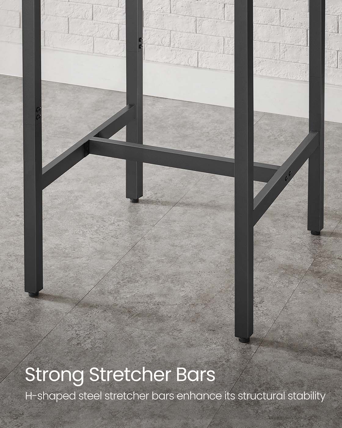 Square Tall Bar Table - Steel - Rustic Brown and Black