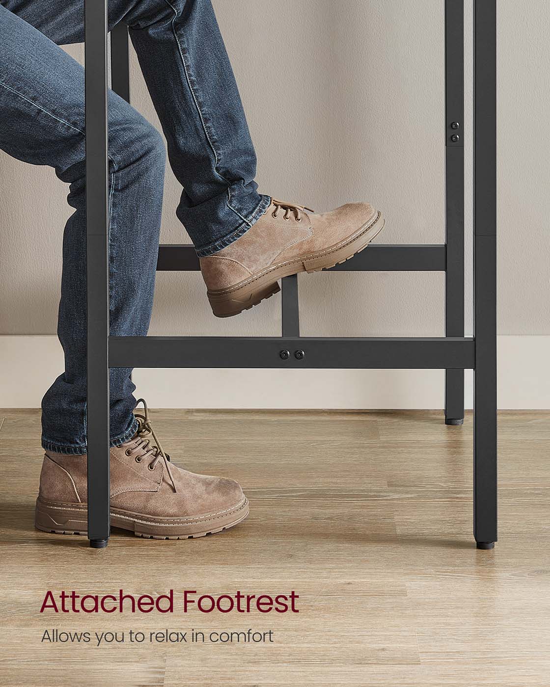 Square Tall Bar Table - Steel - Rustic Brown and Black